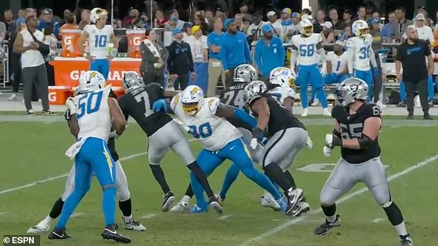 Tart clearly shoved Smith to the turf in Las Vegas well after the Raiders QB threw the ball